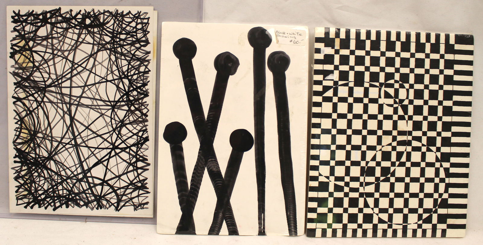 Lot of 4 modern ink drawings - unframed - 10"x7" (3) & 10"x8": Lot of 4 modern ink drawings - unframed - 10"x7" (3) & 10"x8"