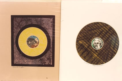 Lot of 2 Pencil signed Martin Barooshin mixed media - 1 titled :peaceable Kingdom" & the other