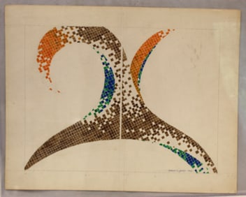 Signed Stewart Ross James modern abstract watercolor dated 1983 - unframed 19"x24"