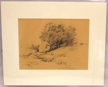 Signed BC Smith Ogunquit, ME pencil & gouache drawing of a beach house dated Aug '22 - unframed -