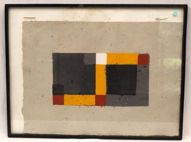 Signed Rob Noor J (?) dated '81 modern abstract gouache on paper - overall framed size 25 3/4"x33