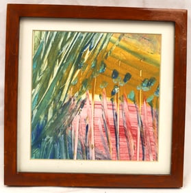 Unsigned modern watercolor abstract - overall framed size 10 1/2"x10 1/2"