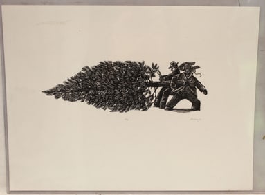 Pencil signed Michael McCurdy wood engraving #'d 2/30 & dated '83 - unframed - 13"x17 1/2