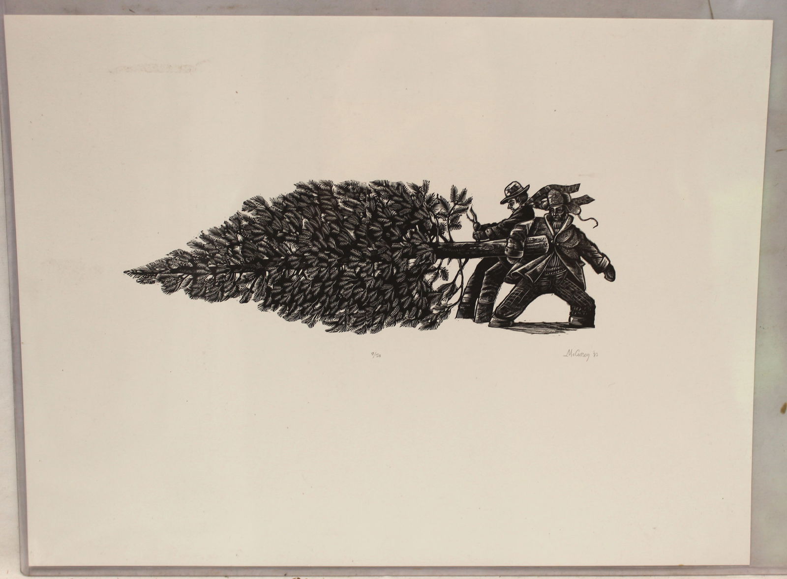 Pencil signed Michael McCurdy wood engraving #'d 2/30 & dated '83 - unframed - 13"x17 1/2 (1 of 6)