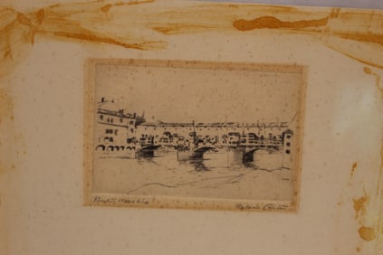 Pencil signed illegibly titled Porta Vecchio - unframed - 8 1/4"x10 1/4"
