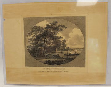 English Etching "The Chearfull Voyagers" by Eliz Ellis - unframed - 11"x14"