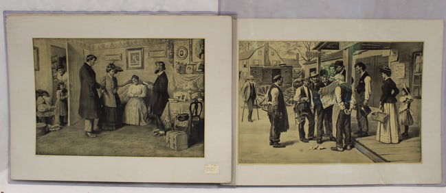 Set of 6 AB Frost prints copyright 1905/6 by PF Collier & Son - unframed - 17 1/2"x23 1/2"