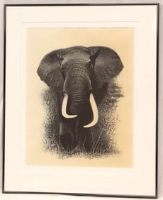 Paul M Breeden #133/500 pencil signed litho of an elephant in African Safari - overall framed size