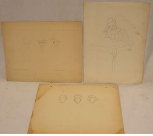 Margaret Gould Harder pencil sketches - 1 signed & titled "Costume Design" - unframed - 11 1/4"x14"