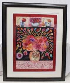 Large pencil signed illegibly litho titled "Nature Sings" #'d 58/250 - overall framed size 55"x44