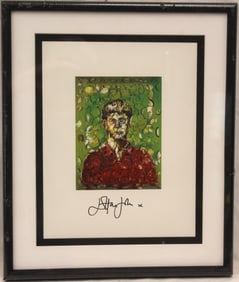 Elton John autographed print - overall framed size 19 1/4"x16 1/4"