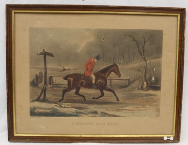 19thC English engraving titled "The Pleasant Ride Home" - overall framed size 18 1/4"x23 3/4"