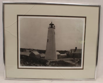Pencil signed print of "Great Point Lighthouse c1880" - overall framed size 16 1/4"x20 1/2"
