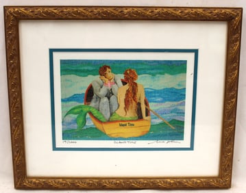 Pencil signed Marjolein Scott print titled "Island Time" #'d 19/2000 - overall framed size11 1/4"x13