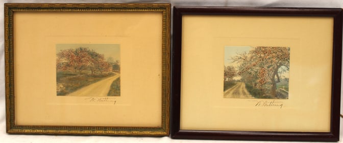 Lot of 2 small Wallace Nutting prints - overall framed size 7 3/4"x9 3/4"
