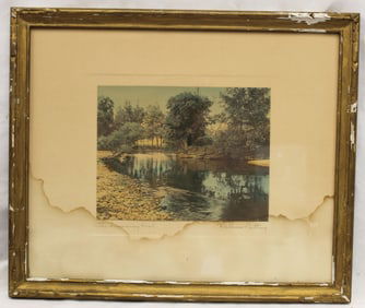 Wallace Nutting print titled "The Swimming Pool" - overall framed size 15 3/4"x18 3/4"