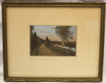 Sawyer print titled "Among The Dead River" - overall framed size 7 1/2"x9 1/2"