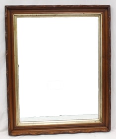 Large carved walnut framed mirror w liner - 31"x25"