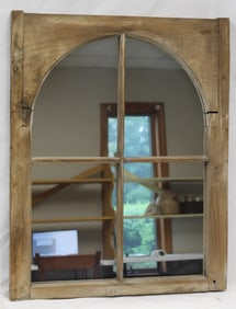 Primitive wooden barn window mirror - 25"x20"