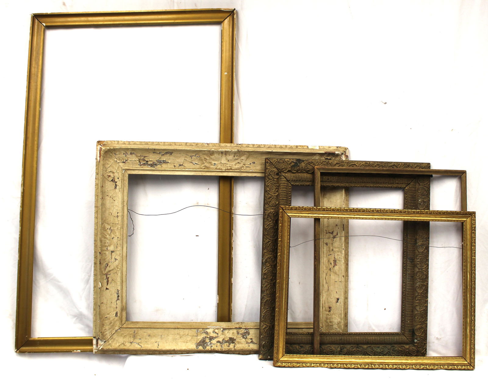 Lot of 5 frames in various sizes - as found - 21"x26 1/2"; 26"x21"; 26 1/2"x23"; 29"x35" & 47"x29" (1 of 15)