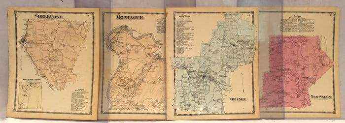 Lot of 4 antique Massachusetts maps