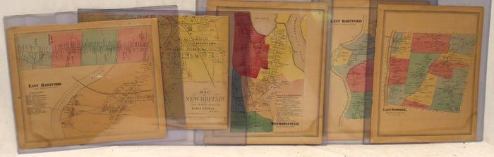 Lot of 5 antique maps of Connecticut