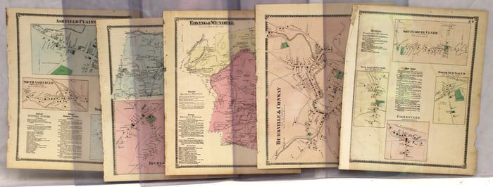 Lot of 5 antique maps of Massachusetts