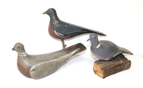 Lot of 3 pigeon decoys - as found - 13"-14" long