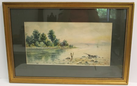 Watercolor of Great Bay Dover, NH - overall framed size 18"x25"