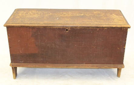 Antique blanket box w til in red paint - inscribed on back "H. Newland… Albany"- 24 1/2" tall x