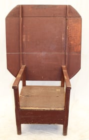 Antique chair table in red paint - 28" tall x 42"x42" top (closed)