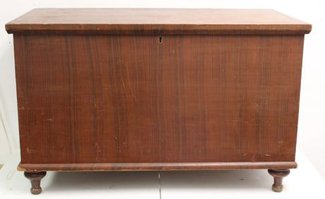 Antique red & black grain painted blanket box w till - 24" tall x 37" wide x 20" deep