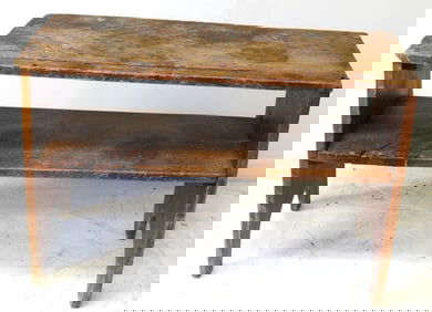 Country primitive bucket bench w 1/2 moon cut out sides - 21" tall x 31" wide x 13 1/2" deep