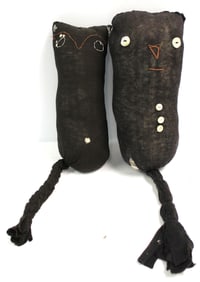 Lot of 2 antique sock cats - 8 1/2" & 9 1/2" tall