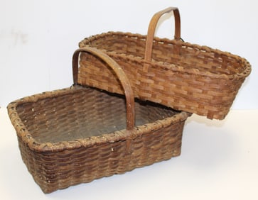 Lot of 2 Schofield (CT) market baskets - 9 3/4"x21"x12" & 12 1/2"x19"x14"