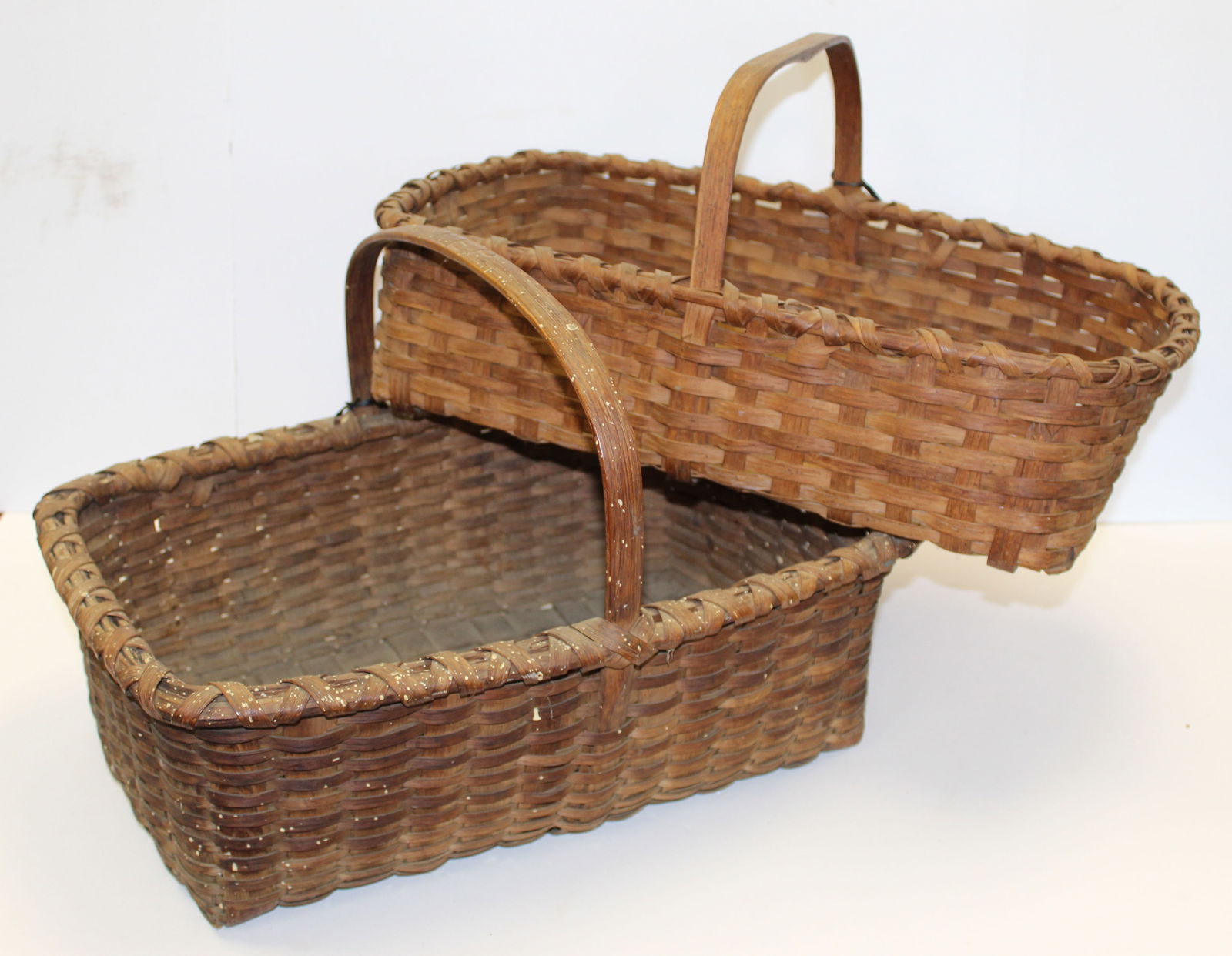 Lot of 2 Schofield (CT) market baskets - 9 3/4"x21"x12" & 12 1/2"x19"x14" (1 of 6)