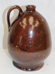 attrib Peter Clarke redware jug - 9"