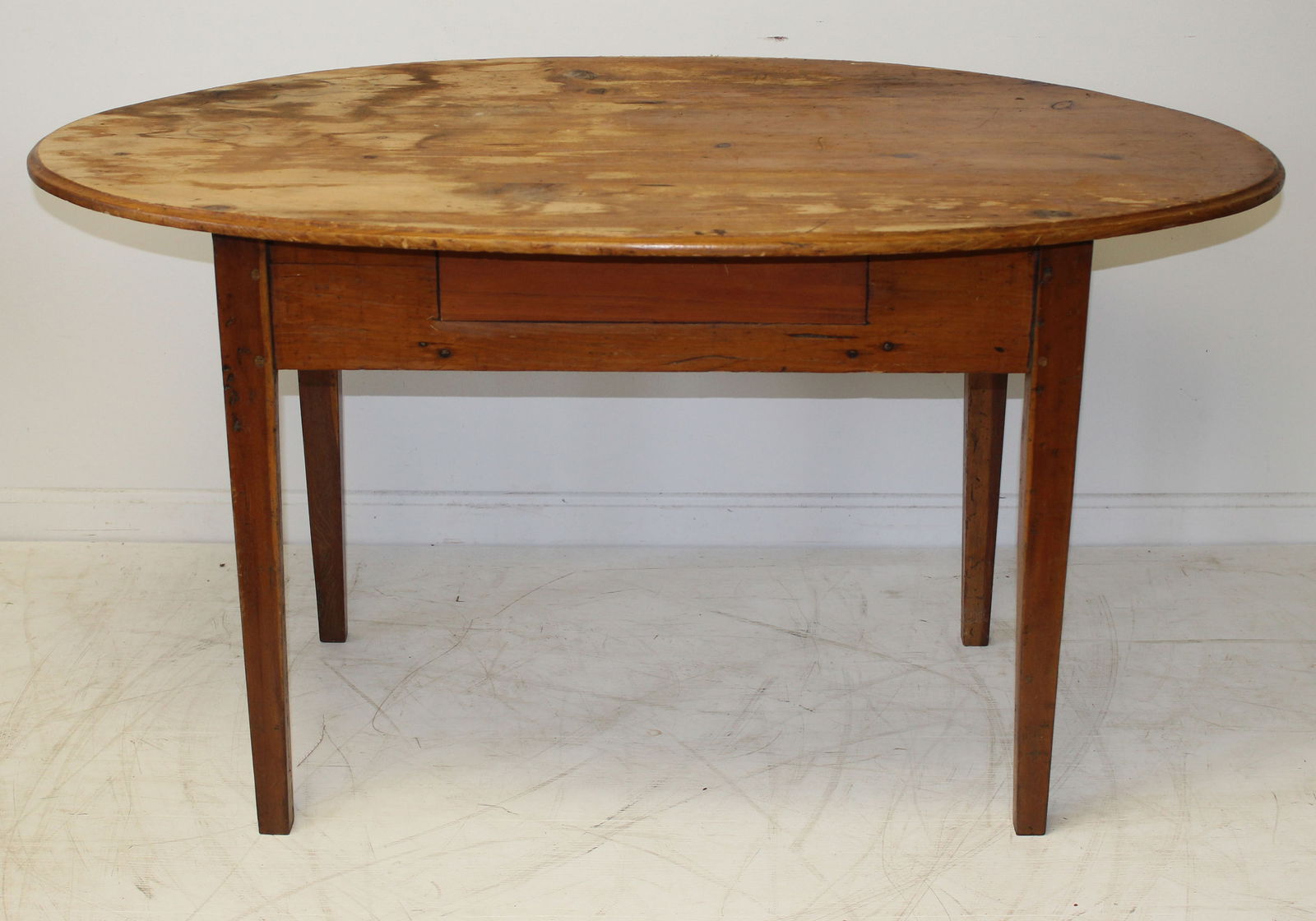 Country Hepplewhite oval top 1 dr table - base replaced - 27" tall x 52"x23" top (1 of 5)