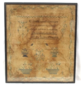 Antique sampler by Mary Enyard May 1838 - overall framed size 17 1/2"x15 1/2"