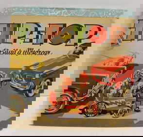 ca 1960 pop up book "Tip & Top - Build a Motor Car" - complete! 10 1/2"x10 1/2"