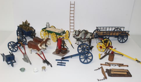Large lot of hand made farm animals & accessories from Bedford, NH