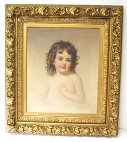 Lovely oil on canvas portrait of a young girl signed & dated on verso G.C. Eichbaum 1887 - overall