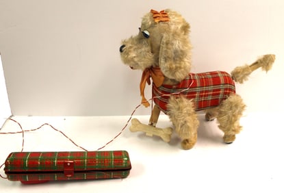 Battery operated Scotty Dog in plaid jacket - 10"x12"