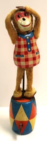Tin wind up monkey on a barrel - 9 1/2" tall