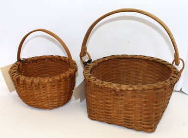 Lot of 2 Taghkanik baskets - 7 1/2"x6 1/2" diam & 4 1/2" x 9 1/2" diam