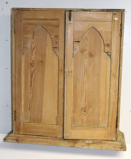 Antique wall cupboard w green painted interesting drawers & shelves configuration interior - 30": Antique wall cupboard w green painted interesting drawers & shelves configuration interior - 30" tall x 27 1/2" wide x 11" deep