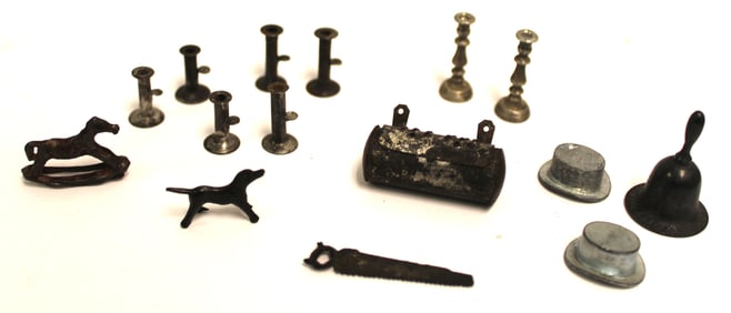 Miniatures lot incl pewter candlesticks etc - 3/4" - 1"