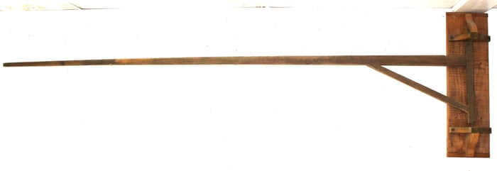Antique wooden blanket crane 33 1/2" tall bracket x 10' long crane