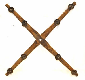 Antique wooden primitive candle chandelier - 36" wide