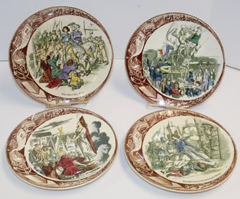 Set of 5 French Sarreguemines Jeanne d'Arc ceramic plates